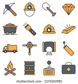 Mining icons pack. Isolated mining symbols collection. Graphic icons element