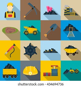 Mining Icons set, flat style