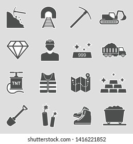 Mining Icons. Sticker Design. Vector Illustration.