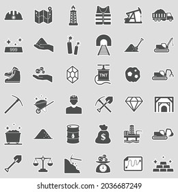 Mining Icons. Sticker Design. Vector Illustration.