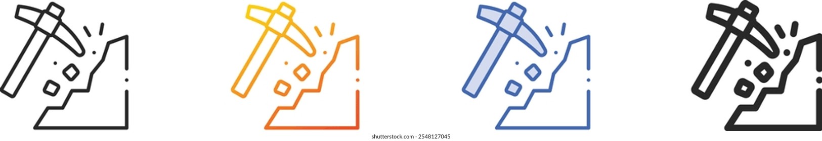 Mining icon.Thin Linear, Gradient, Blue Stroke and bold Style Design Isolated On White Background