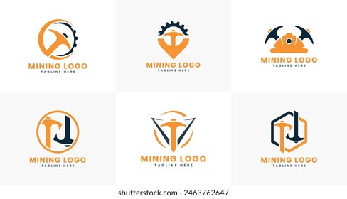 Concepto de Vector de concepto mínimo moderno de colección de diseño de logotipo industrial minero