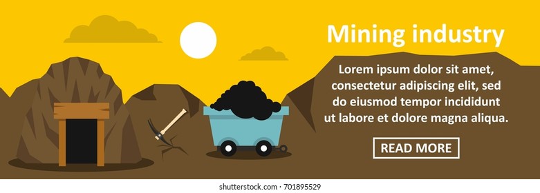 Mining industry banner horizontal concept. Flat illustration of mining industry banner horizontal vector concept for web