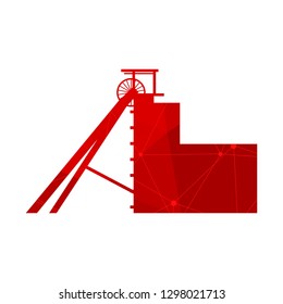 Mining industry building icon. Textured by lines and dots pattern