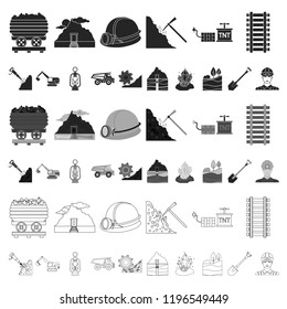 Mining industry cartoon icons in set collection for design. Equipment and tools vector symbol stock web illustration.