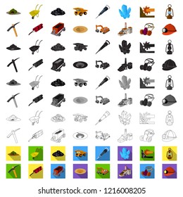 Mining industry cartoon icons in set collection for design. Equipment and tools vector symbol stock web illustration.