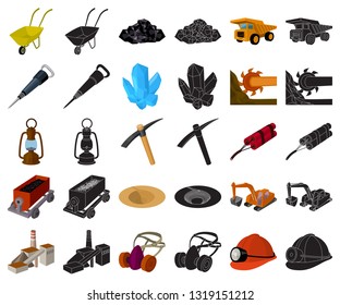 Mining industry cartoon,black icons in set collection for design. Equipment and tools vector symbol stock web illustration.