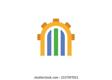 Mining Industry Colored Logo Vector