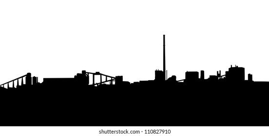 Mining Industry Horizon Silhouette in Isolation with Chimneys