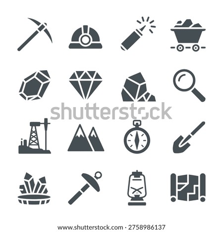 Mining Industry Mineral Resource Icons