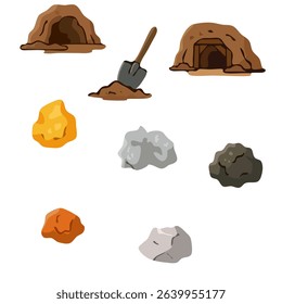 Mining industry set icons in isometric 3d style isolated on white background