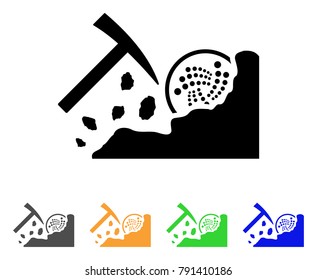 Mining Iota Rocks icon. Vector illustration style is a flat iconic mining iota rocks black symbol with grey, yellow, green, blue color versions. Designed for web and software interfaces.