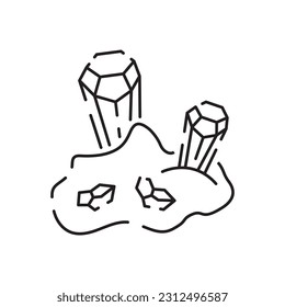 Mining line icon. Extraction of minerals in the mine and surface, linear icons. Line with vector coal