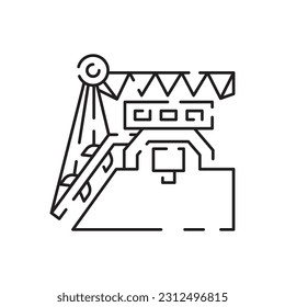 Icono de línea de minería. Extracción de minerales en la mina y superficie, iconos lineales. Línea con carbón vector