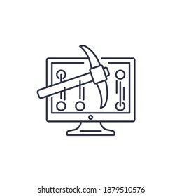 icono de línea de minería de datos en blanco