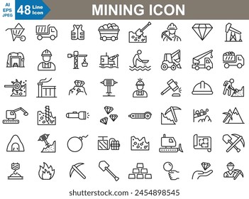 Mining line Icons set vector illustrator