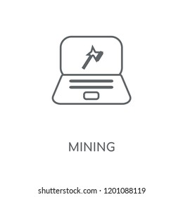Mining linear icon. Mining concept stroke symbol design. Thin graphic elements vector illustration, outline pattern on a white background, eps 10.
