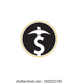 Mining Logo Design. Mining industry logo design template. Dollar mining logo vector illustration	