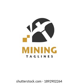 Mining Logo Digital Mining Symbol Illustration A Pick Axe Diging A Digital Golds