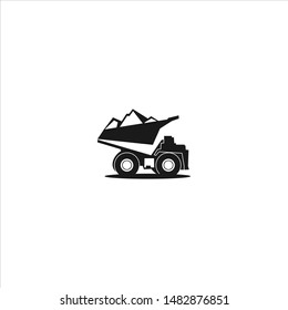 Mining Logo With Dump Truck Vector Silhouette Black Color Transportation Design Element Template Idea