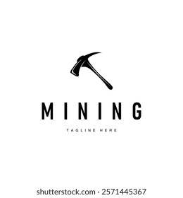 mining logo illustration concept black silhouette mining equipment simple vintage classic labor template design