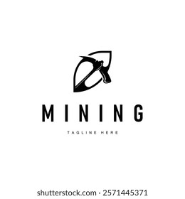 mining logo illustration concept black silhouette mining equipment simple vintage classic labor template design