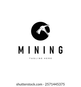 mining logo illustration concept black silhouette mining equipment simple vintage classic labor template design