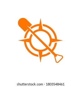 Mining logo template with Compass concept. Stylish monochrome vector illustration.
