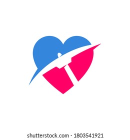 Mining logo template with Love. Stylish monochrome vector illustration.