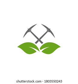 Mining logo template with Nature concept. Stylish monochrome vector illustration.
