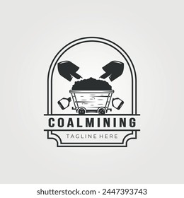 mining logo vector vintage illustration design