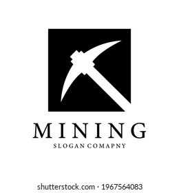 mining logo vintage badge retro monochrome vector illustration design