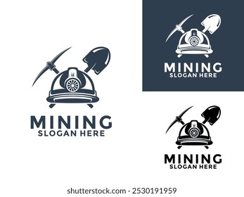 Modelo de ilustração de vetor vintage do logotipo de mineração, design do ícone do logotipo de mineração