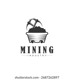 Logotipo de minería Ilustración vectorial vintage Diseño gráfico icono Plantilla