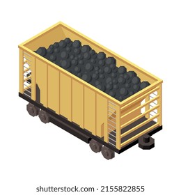 Mining machinery isometric composition with isolated image of mine machine on blank background 3d vector illustration