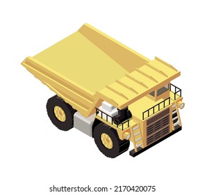 Mining machinery isometric composition with isolated image of mine machine on blank background 3d vector illustration