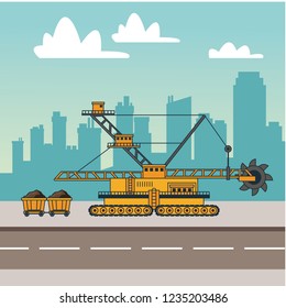 Mining machinery and wagon carts