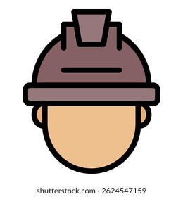 Mining man icon. Outline mining man vector icon color flat isolated
