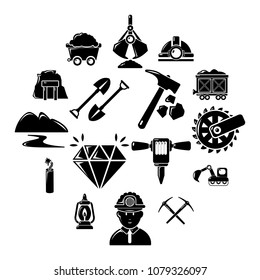 Mining minerals business icons set. Simple illustration of 16 mining minerals business vector icons for web