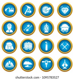 Mining minerals business icons set. Simple illustration of 16 mining minerals business vector icons for web