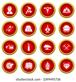 Mining minerals business icons set. Simple illustration of 16 mining minerals business vector icons for web