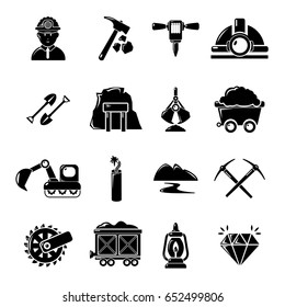 Mining minerals business icons set. Simple illustration of 16 mining minerals business vector icons for web