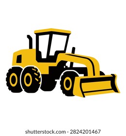 Mining motor grader road construction machinery vector