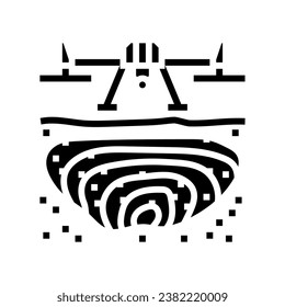 Minenoperationen Drohne-Symbol-Vektorgrafik. Bergbautätigkeiten Drohnenschild. einzelne Symbolillustration