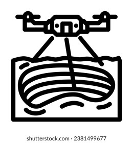 vector de icono de línea drone de operaciones de minería de datos. señal de drones de operaciones mineras. símbolo de contorno aislado ilustración negra