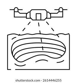 mining operations drone line icon vector. mining operations drone sign. isolated contour symbol black illustration
