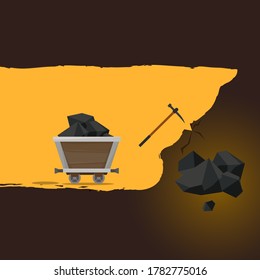 Mining of ore. Flat style vector