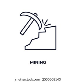 mining  outline icon. Linear vector from cryptocurrency concept. Thin line mining  icon isolated on white background