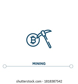 mining outline vector icon. simple element illustration. mining outline icon from editable cyrptocurrency concept. can be used for web and mobile
