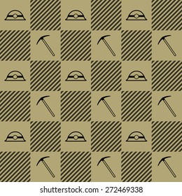 Mining pattern with helmet and pick